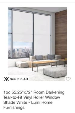 1pc 55.25"x 72" Room Darkening Tear-to-Fit Vinyl Roller Window Shade White