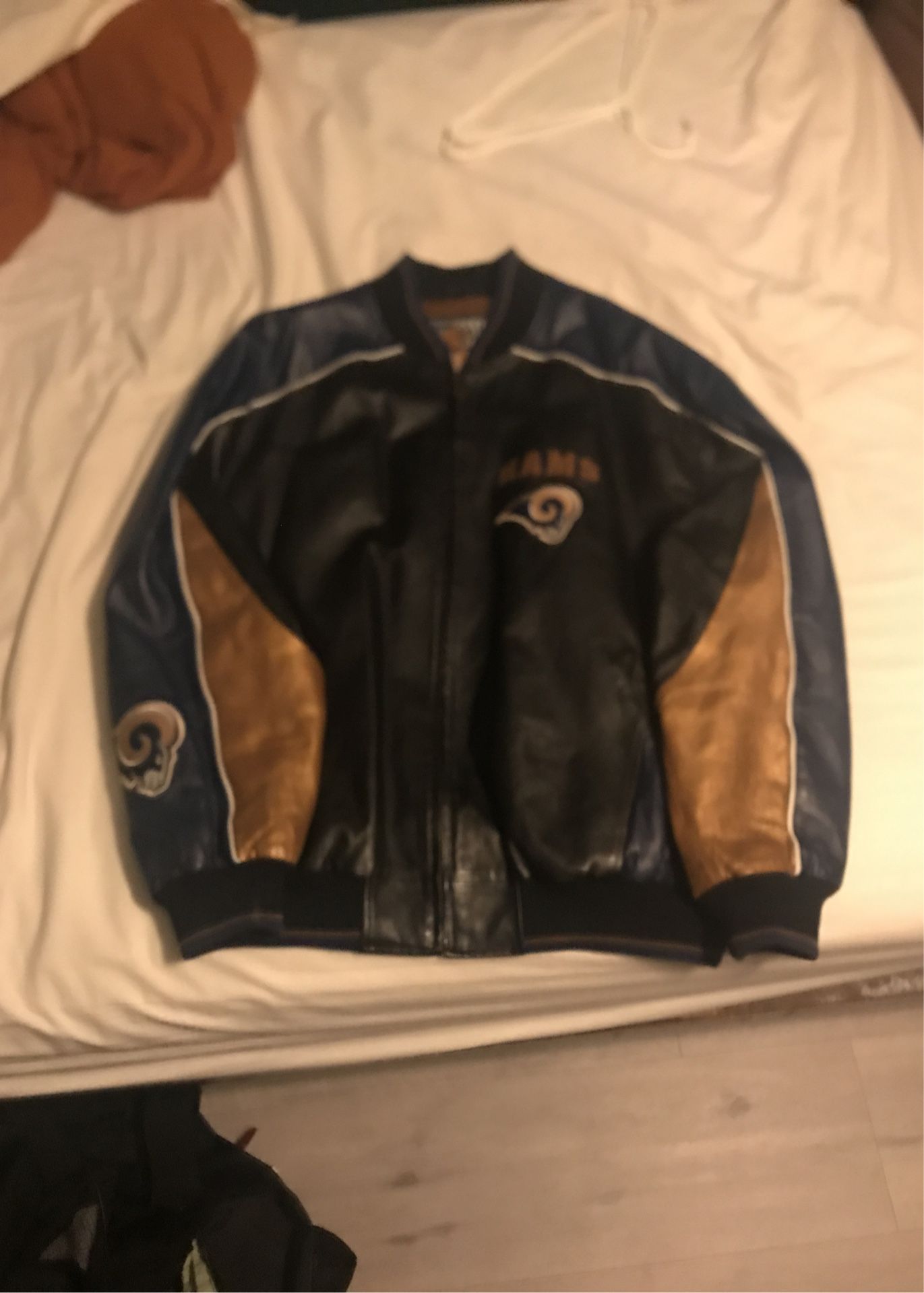 VINTAGE XXL STL Rams Genuine Leather Jacket Heavy weight