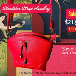 Small Shoulder Strap Handbag / Size 9”x7”/.PU Leather.