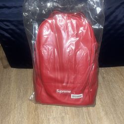 Supreme Red Leather Backpack 