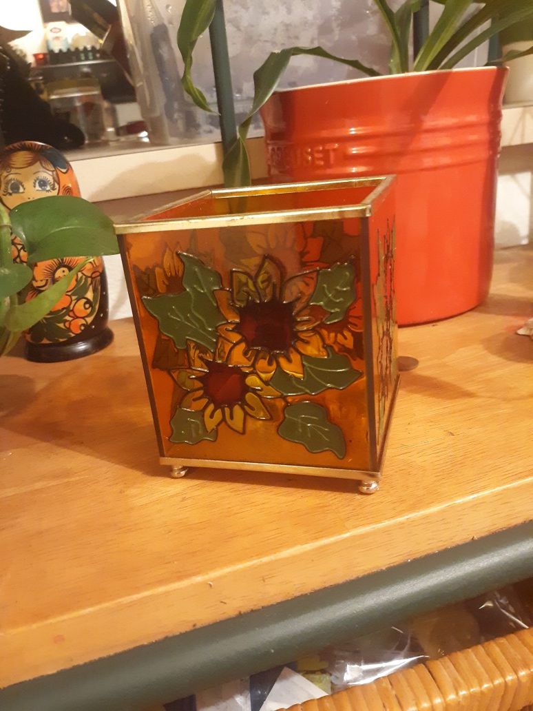 Cute stained glass candle holder