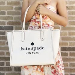 kate Spade white Leather Ella Tote 