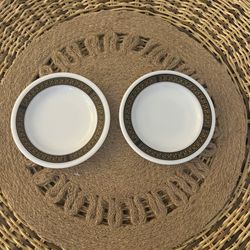 Pyrex EBONY 6.75” Salad Plates Set Of 2Black & Gold Fleur-de-lis 704