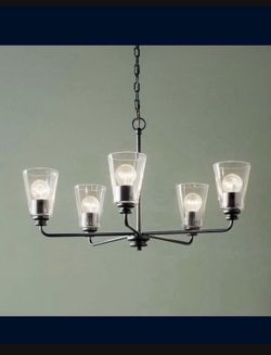 New in Box 5-Light Chandelier with Clear Glass in Black