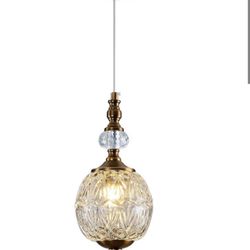 Vintage Glass Pendant Light Antique Brushed Gold Chandelier