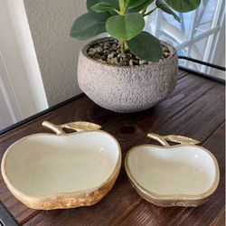 2 Gold Apple Bowls