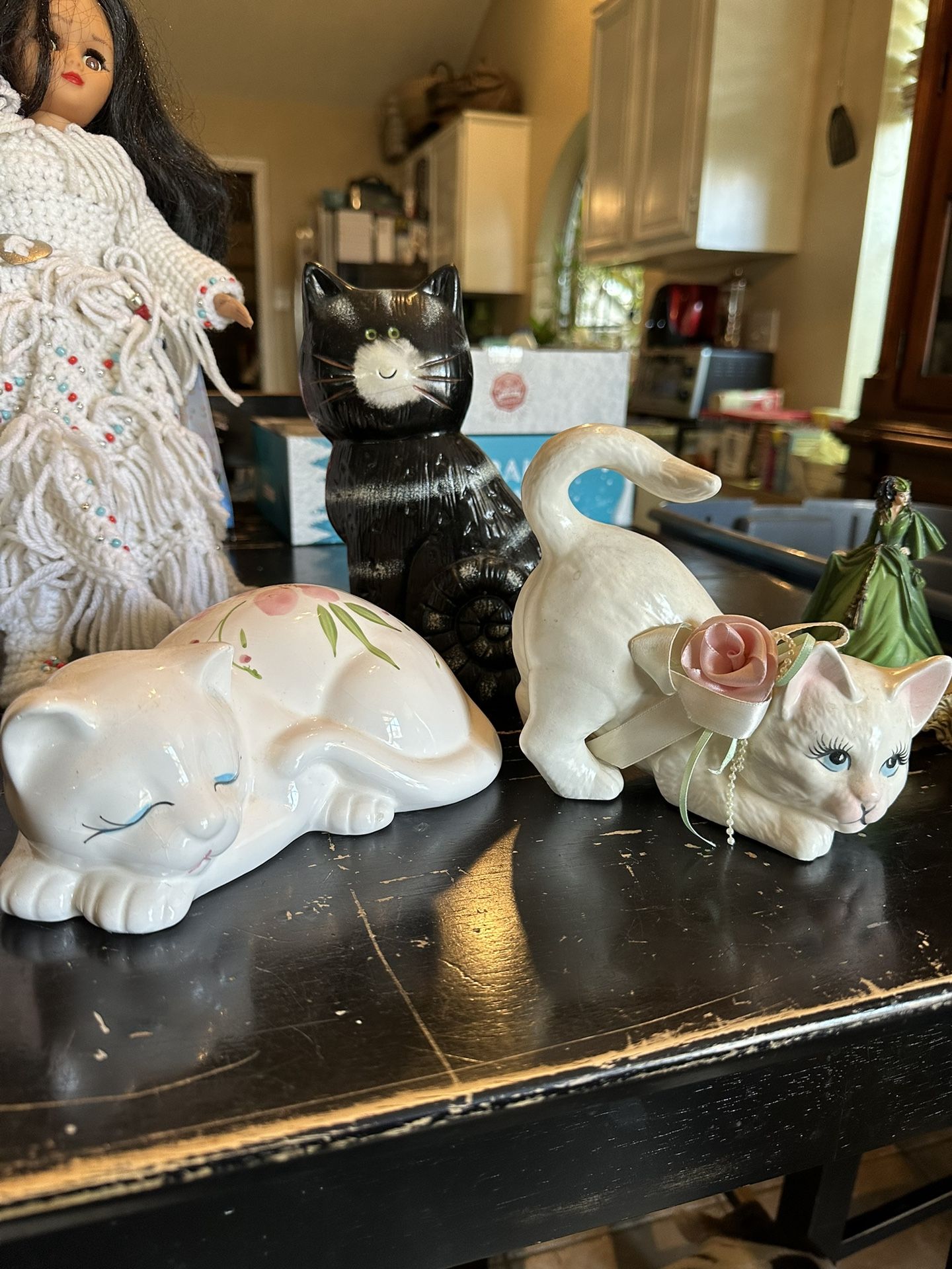 3 Cute Cat Statues.  