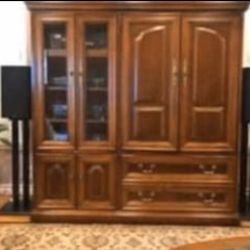 Solid Cherry Armoire Entertainment Center Traditional In EUC.