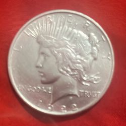 One Dollar 1922 D Silver With Error Liberty  $80,000