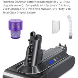 FORMIKO - 6000mAh Battery Replacement for V10,【New Upgrade Version】 Compatible with Cyclone V10 Animal, V10 Motorhead, V10 SV12, V10 Absolute, V10 Flu