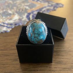 Real/natural stone-sterling silver 925! turquoise stone from Neyshabur, Iran 