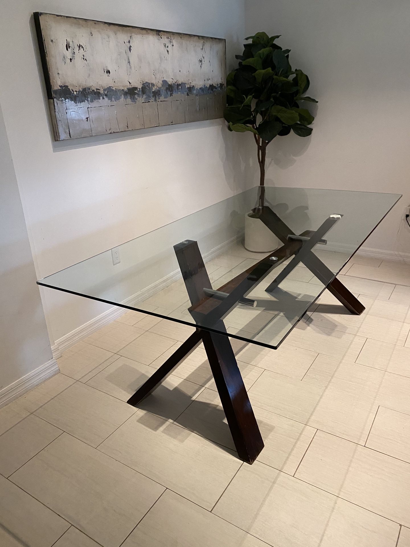 Glass top dining room table - Must pick up