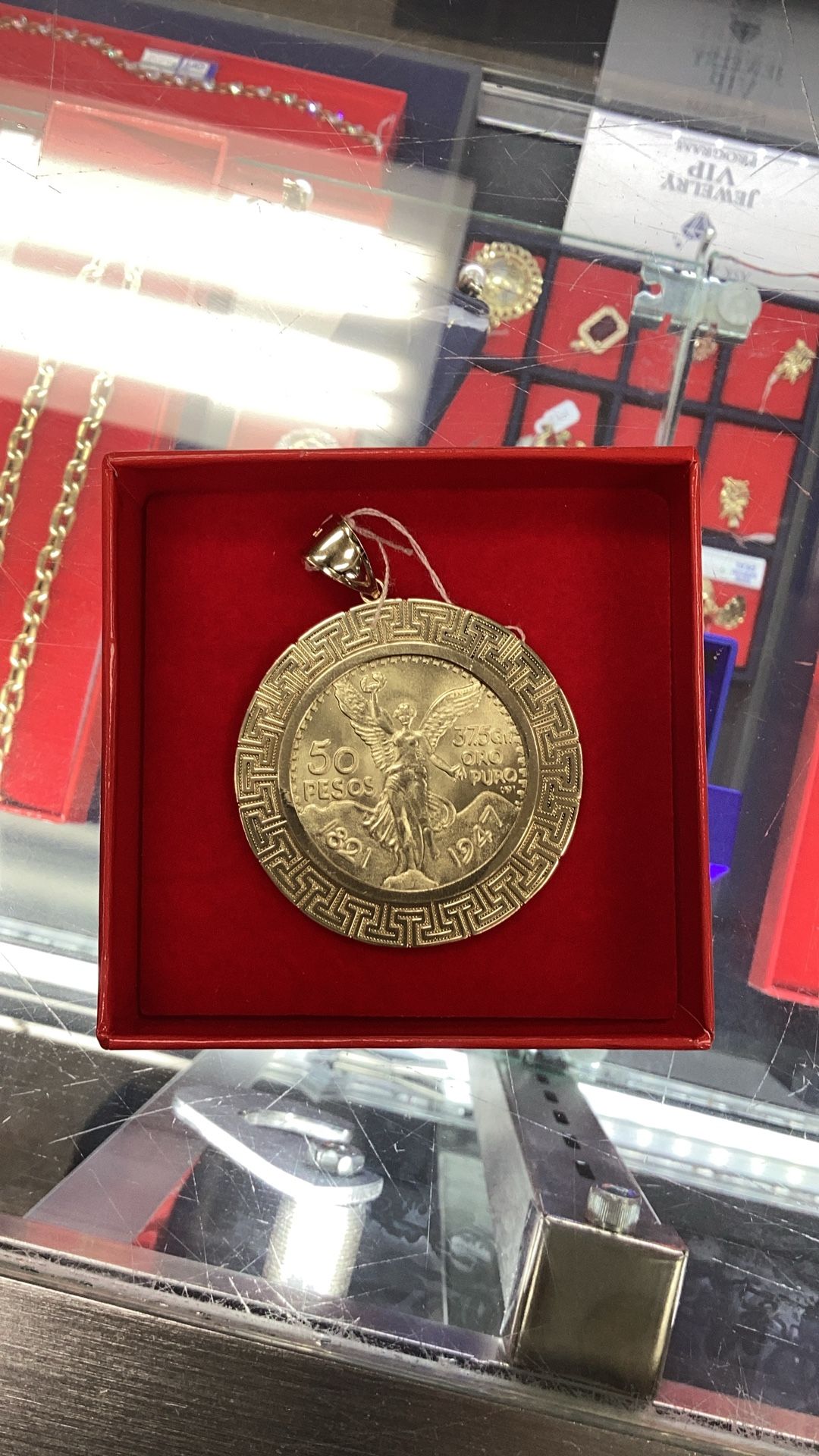 Mexican 50 Peso Symbol Pendant 14k