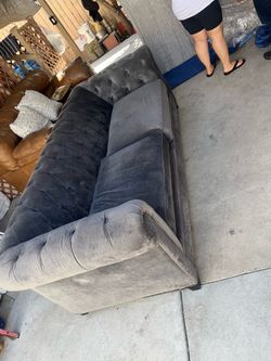 Gray Velvet Tufted Chesterfield Sofa