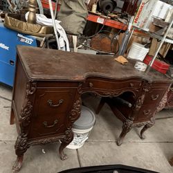 Antique Desk.  Solid Wood. Needs A Little Love 