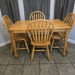 All Wooden Farmhouse Kitchen Table Set