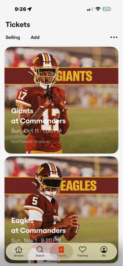 Commanders vs Giants Tickets
