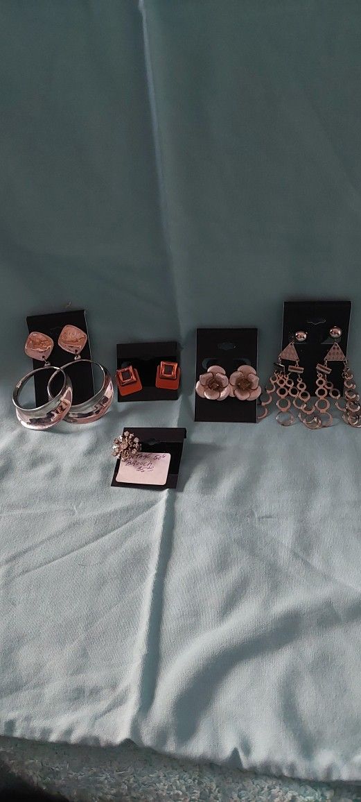 Vintage Clip Earrings And Brooch Pin