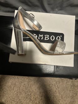 Sliver studded heels