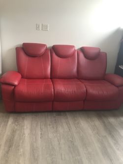 Red Leather Couch Moving Sale