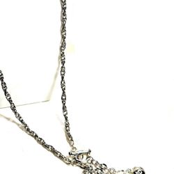 NEW  20” NEW BEAUTIFUL NECKLACE  - PERFECT GIFT - END TO END SILVER TONE  NECKLACE WITH TWO BALLS WITH WHITE CRISTAL AND TOGGLE 