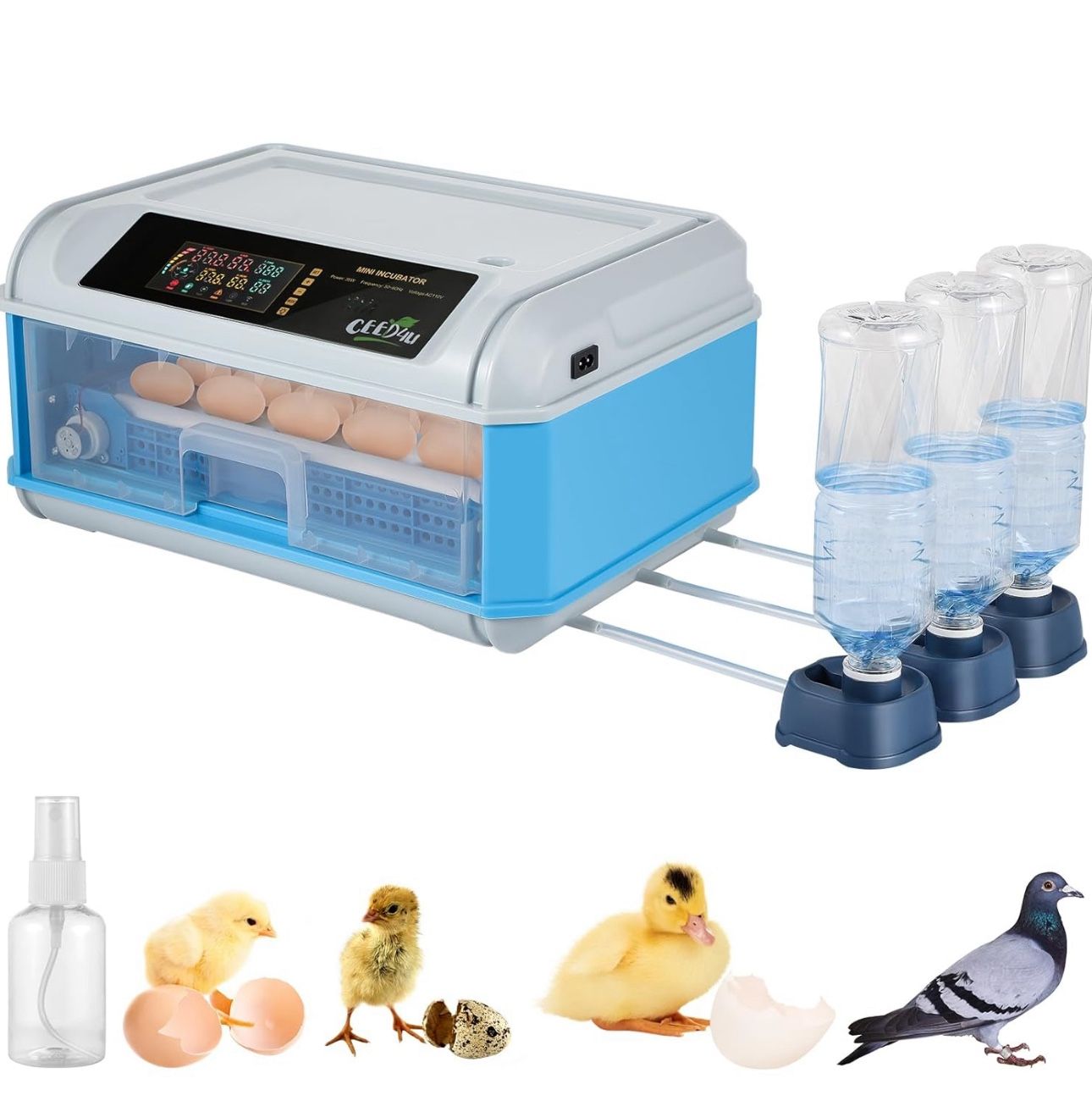 Incubators for Hatching Eggs, 24 Eggs Incubator with Automatic Egg Turning, Temperature and Humidity Control, Candling Function for Hatching