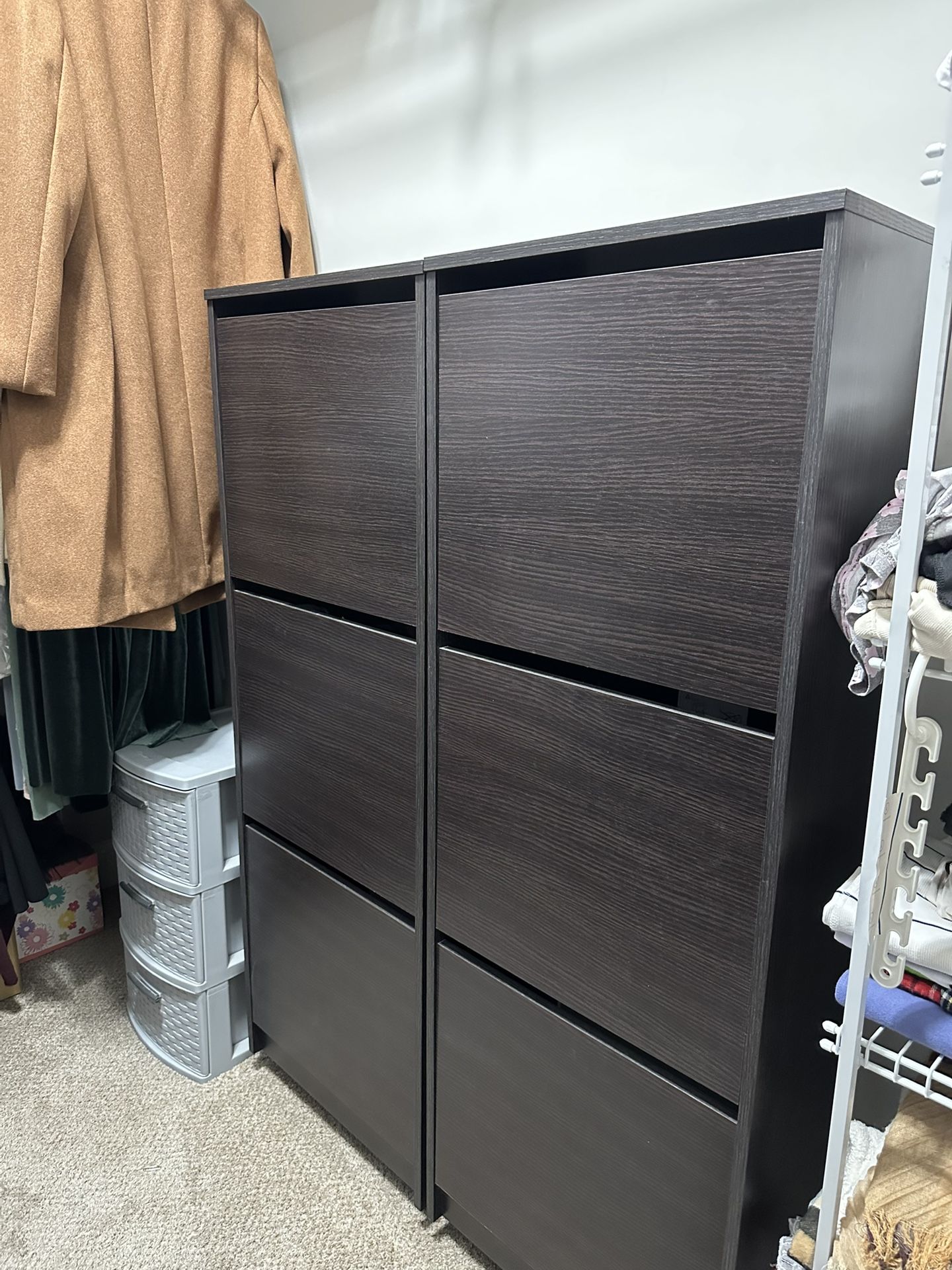 Dark Brown Shoe Cabinet Set (2 units) – Great Condition