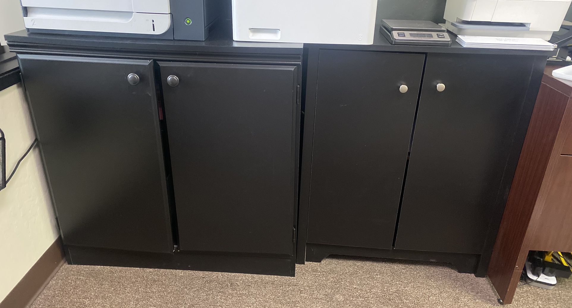 2 Black Storage Cabinets 