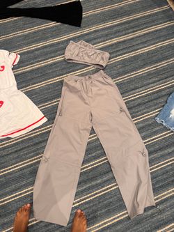 Gray Cargo Pants and Bandeau Top Set