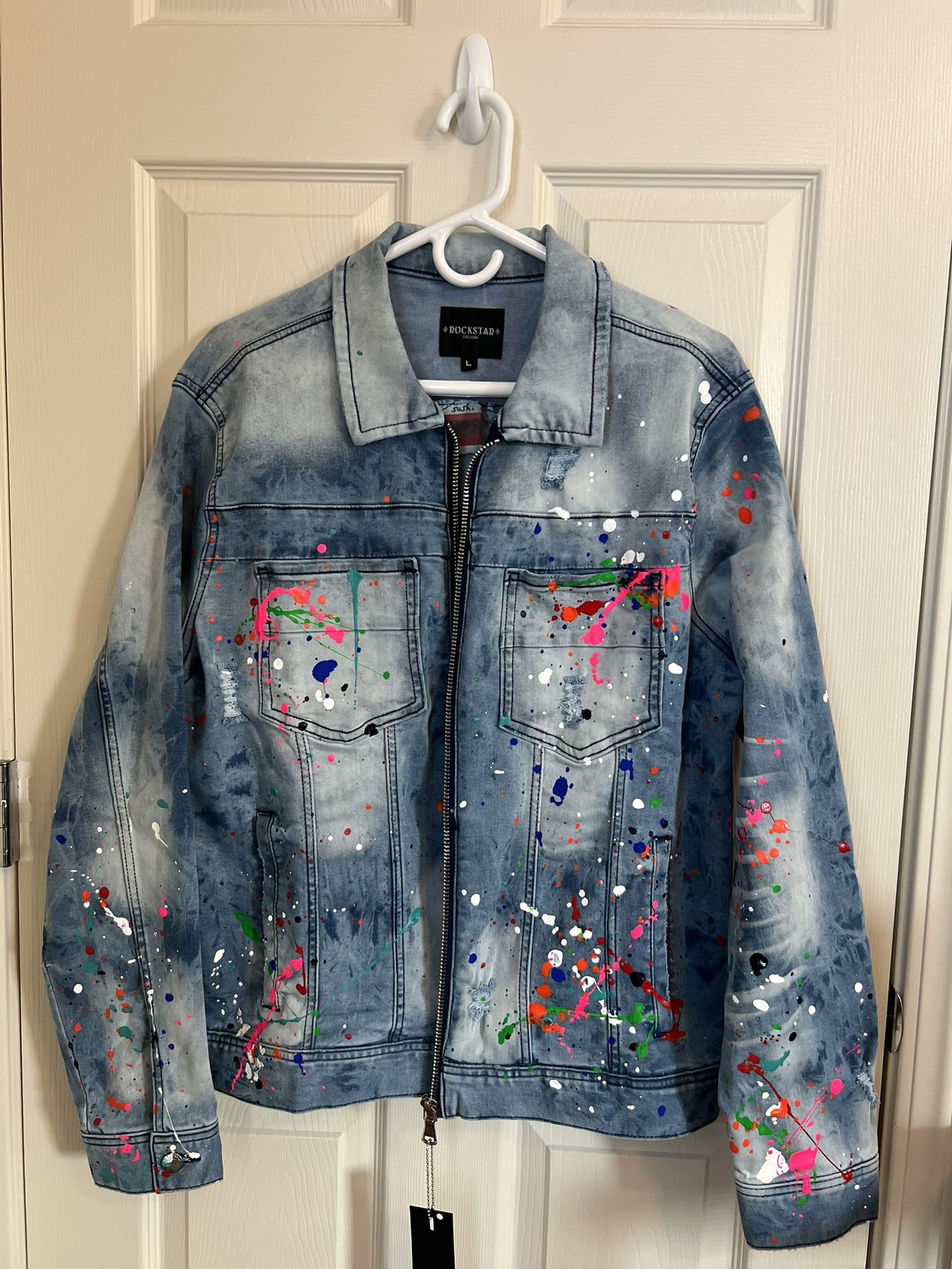 Rockstar Denim Paint Jacket SizeL