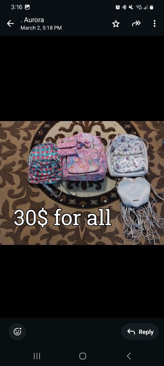 Girls Small Backpack Purses Bundle