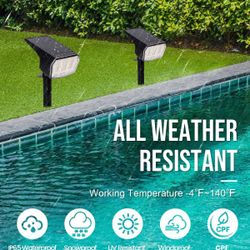 Solar Spot Lights Outdoor Waterproof 2 Pack IP65, 63 LED 3 Lighting Modes Spotlights for Yard Garden House Garage Pathway