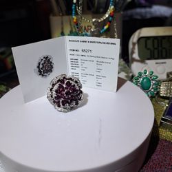Sterling Silver Rhodolite Ring Size 7