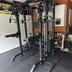 PRO SERIES Ultimate 3-1 Half Rack Functional Trainer w/Smith Machine Bar | 400lb Stack | Gym Equipment | Fitness | Commercial | Squat Rack 