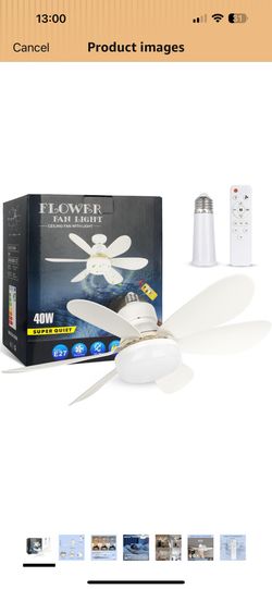 Socket Fan Light, 20.5IN Light Bulb Fan with Remote Dimmable, Screw in Fan and Light Combo for Garage Kitchen Bedroom Balcony Living Tools Store Laund