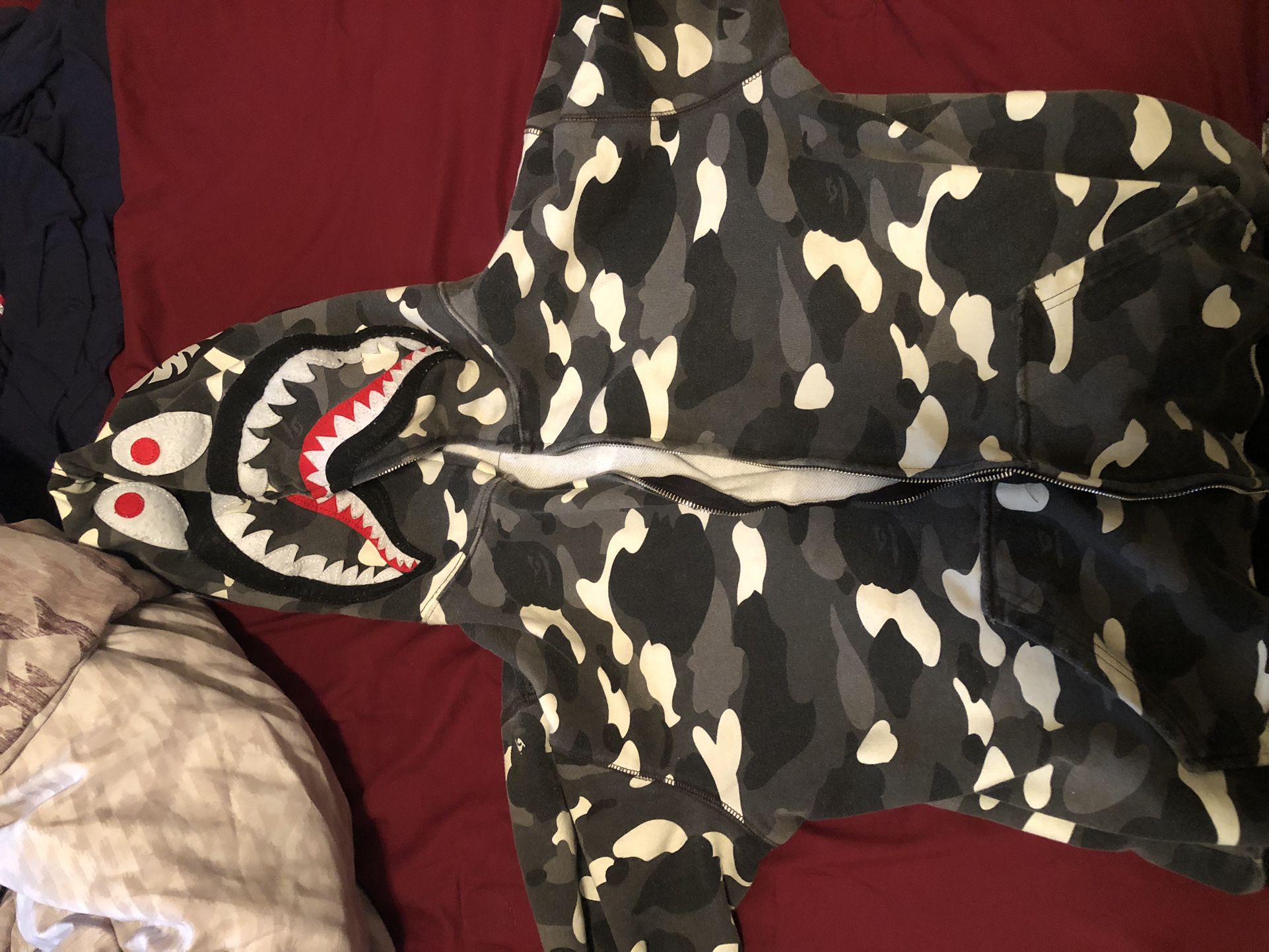 Large Black And White Bape Hoodie (Authentic)