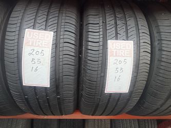 2 used tires 205/55r16 cooper 🤑free installation and balance ‼️👌80% tread