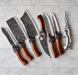 🔪 New 7-Piece Kitchen Knife Set with Lion-Head Details & Poultry Shears