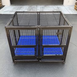 (New) $165 Folding Double-Door Heavy Duty Dog Cage Kennel 41x31x34 inches 