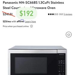 Panasonic 1.3 Cu Ft Microwave Oven