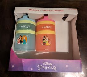 New Disney Princess Whiskware toddler, baby Food Storage Jar Snack container Pack