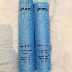 Brand New Amika hydro Rush Intense Moisture Shampoo And Conditioner Set 