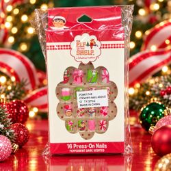 Elf on the Shelf Christmas Press-On Nails – 16 Count – Peppermint Scented 2 PACK