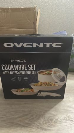 Ovente 5-Piece Cookware Set with Detachable Handle