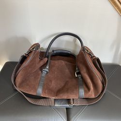 Brown Suede Travel Duffel Bag