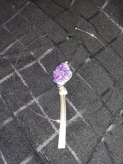 Choker With Removable Natural Purple Stone Pendant