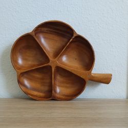 Wooden 5-Section Snack Tray – Party Serving Platter (Good Condition)