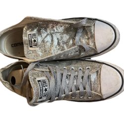 Converse Silver Glitter Low Cut Sneakers-