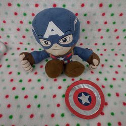 Captain America Velcro Detachable Shield Marvel Kids Avengers Stuffed Plush 8”