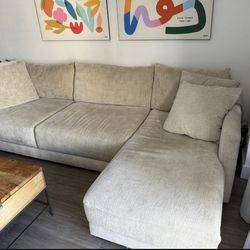 Crate &  Barrel Gather Two Piece Sectional Sofa with Chaise Lounge